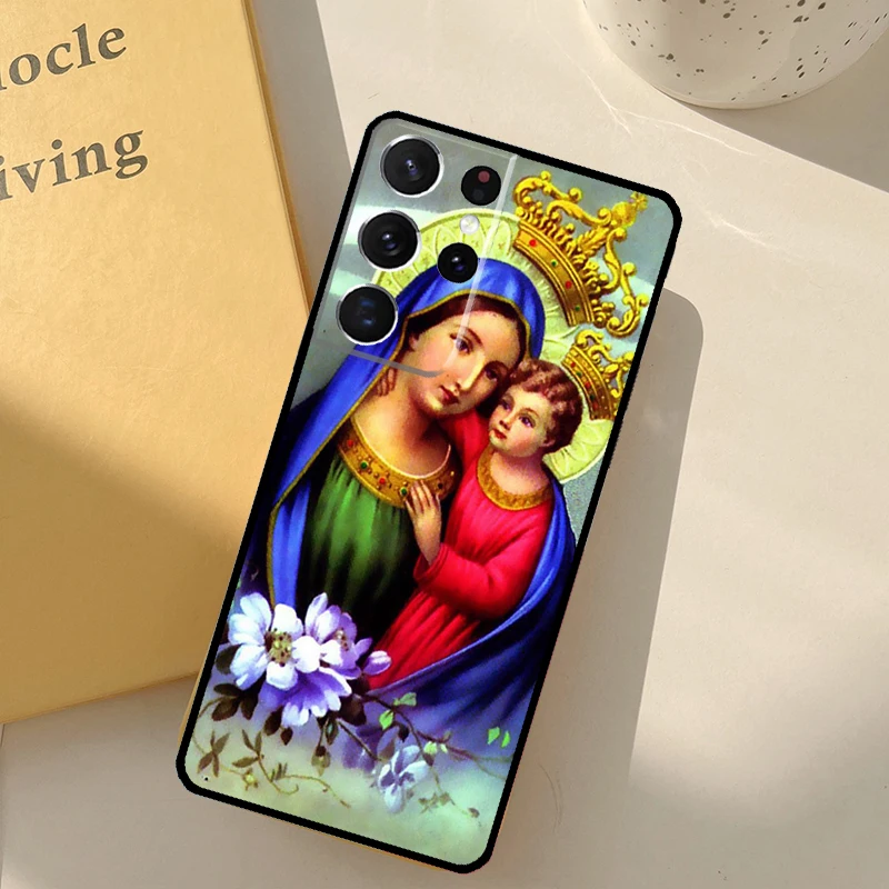 Casing Mary and Yesus agama untuk Samsung Galaxy S22 Ultra S20 FE S8 S9 S10 Plus Note 10 20 S21 Ultra penutup belakang