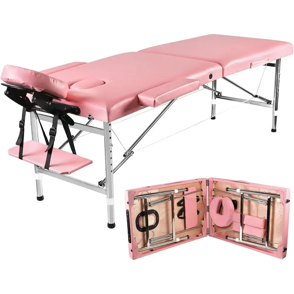 Portable Height-Adjustable Massage Table with PU Leather, Ideal for Lashes, Spa, and Tattoos, Lightweight and Stable Esthetician