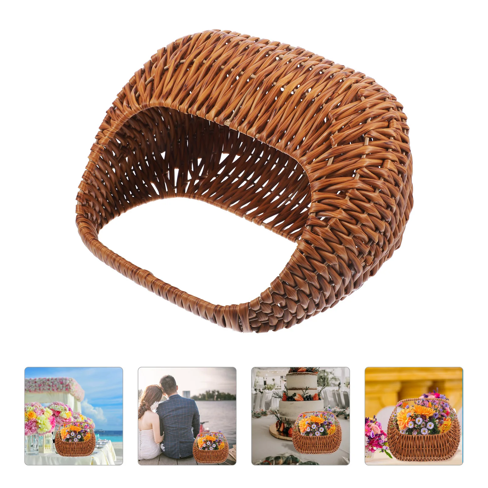 

Handwoven Woven Basket Rustic Decorative Flower Girl Wedding Gift Picnic Candy Storage Basket Woven Flower Baskets