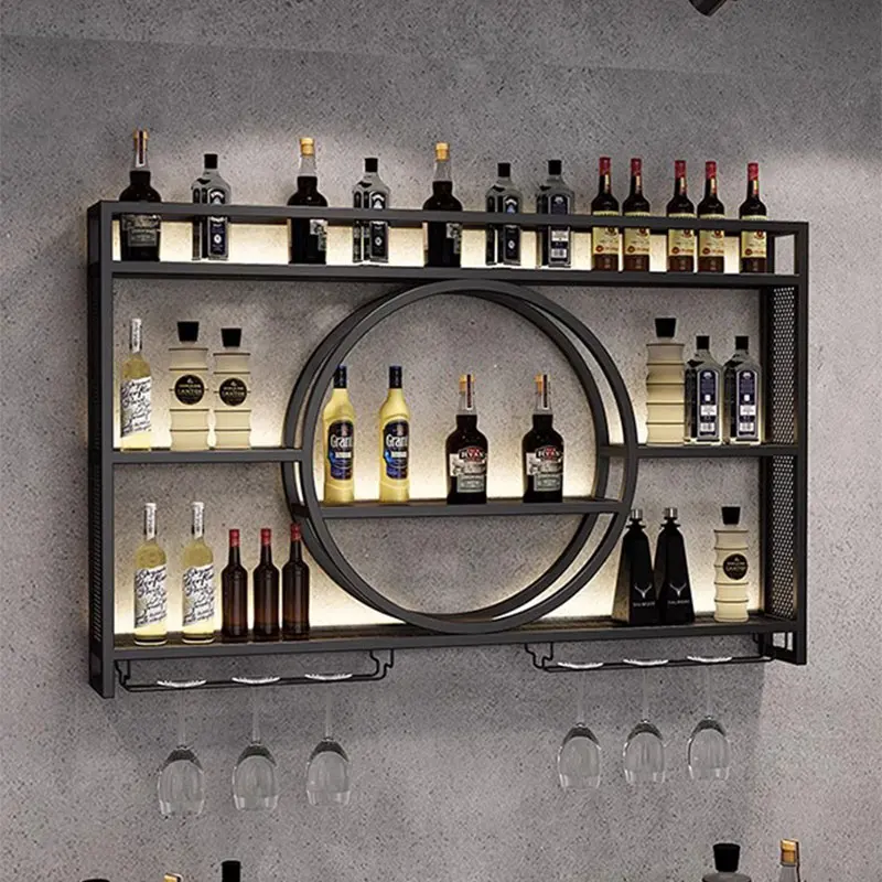 Vertical Luxury Iron Wine Rack Holder Display Living Room Wall Wine Rack Hanging Chain Shelf Botelleros De Vino Bar Furniture