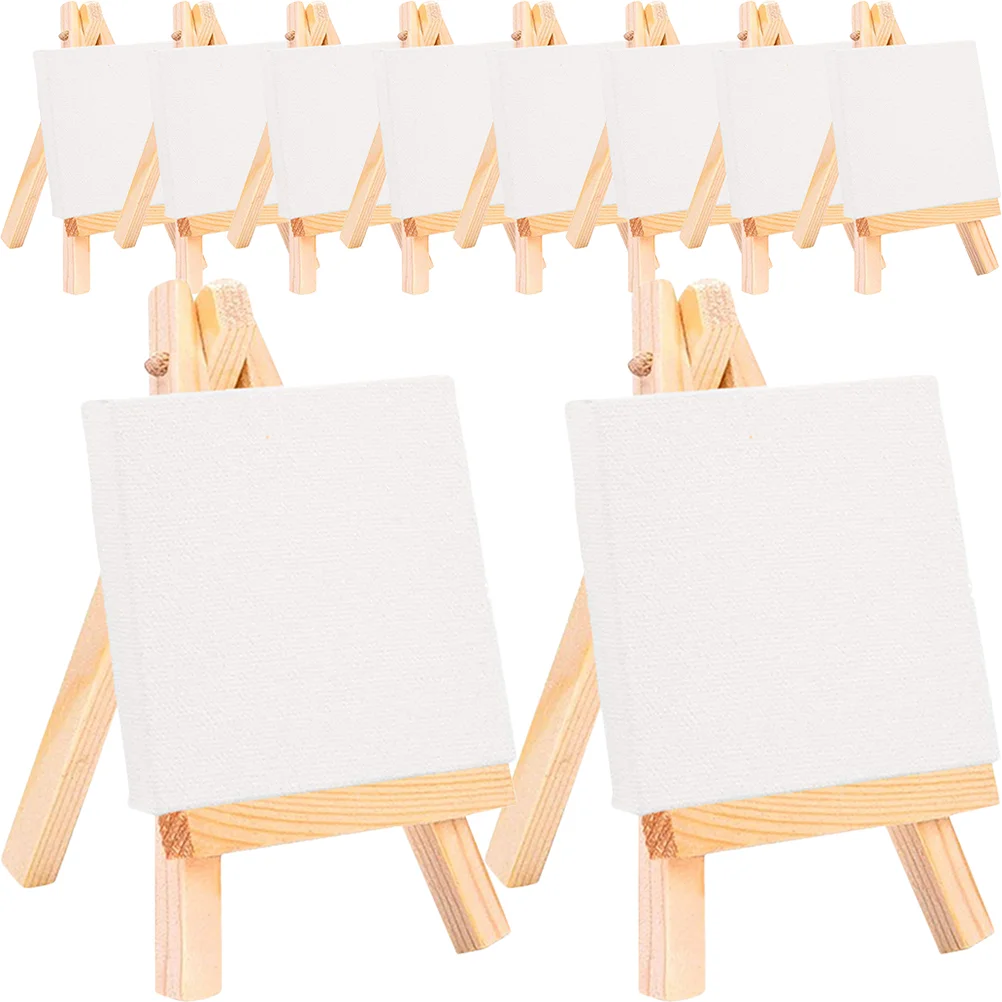 

18 Sets DIY Blank Painting Frames Easel Mini House Decor Canvas and Child Small Canvases for