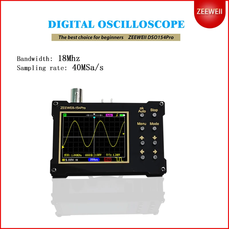 ZEEWEII DSO154Pro 2.4-inch Screen Digital Oscilloscope1MHz & 18MHz Analog Bandwidth Support Signal Generator