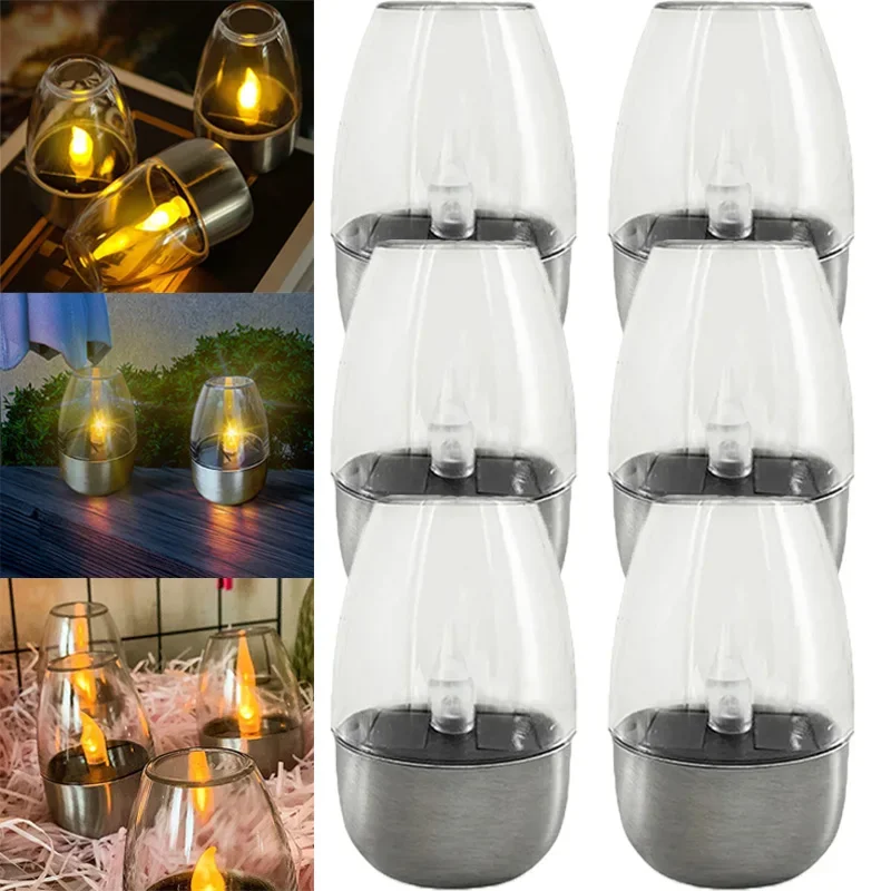 

Solar Candle LED Tea Light Warm White Flicker Landscape Lamp Waterproof Camping Tent Night Light for Garden Wedding Christmas