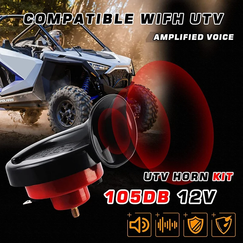 Комплект звуковых сигналов UTV/ATV с тумблером для Pioneer, RZR, Can-Am Maverick X3, Kawasaki, Arctic Cat, универсальный