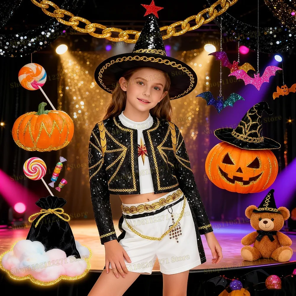 Anime Idol Girls Kpop Demon Hunters Rumi Zoey Mira Cosplay Full Suit Set Costume Stage Performance Children Halloween Party