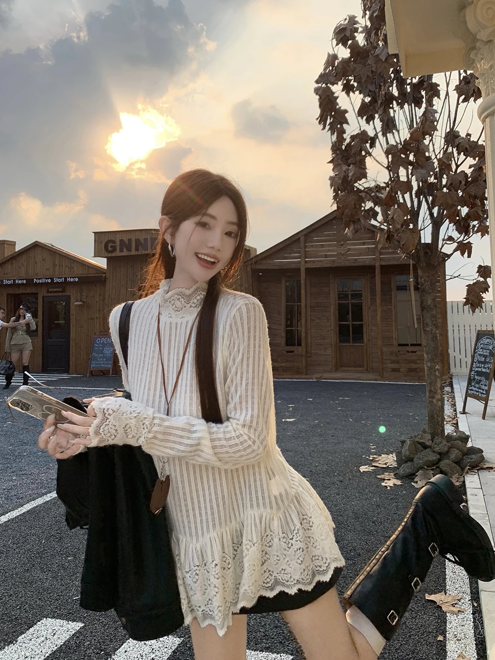 Camiseta larga con ribete de encaje blanco, diseño Sensation, Faion para mujer, ropa interior Ele para principios de otoño, Base Irt