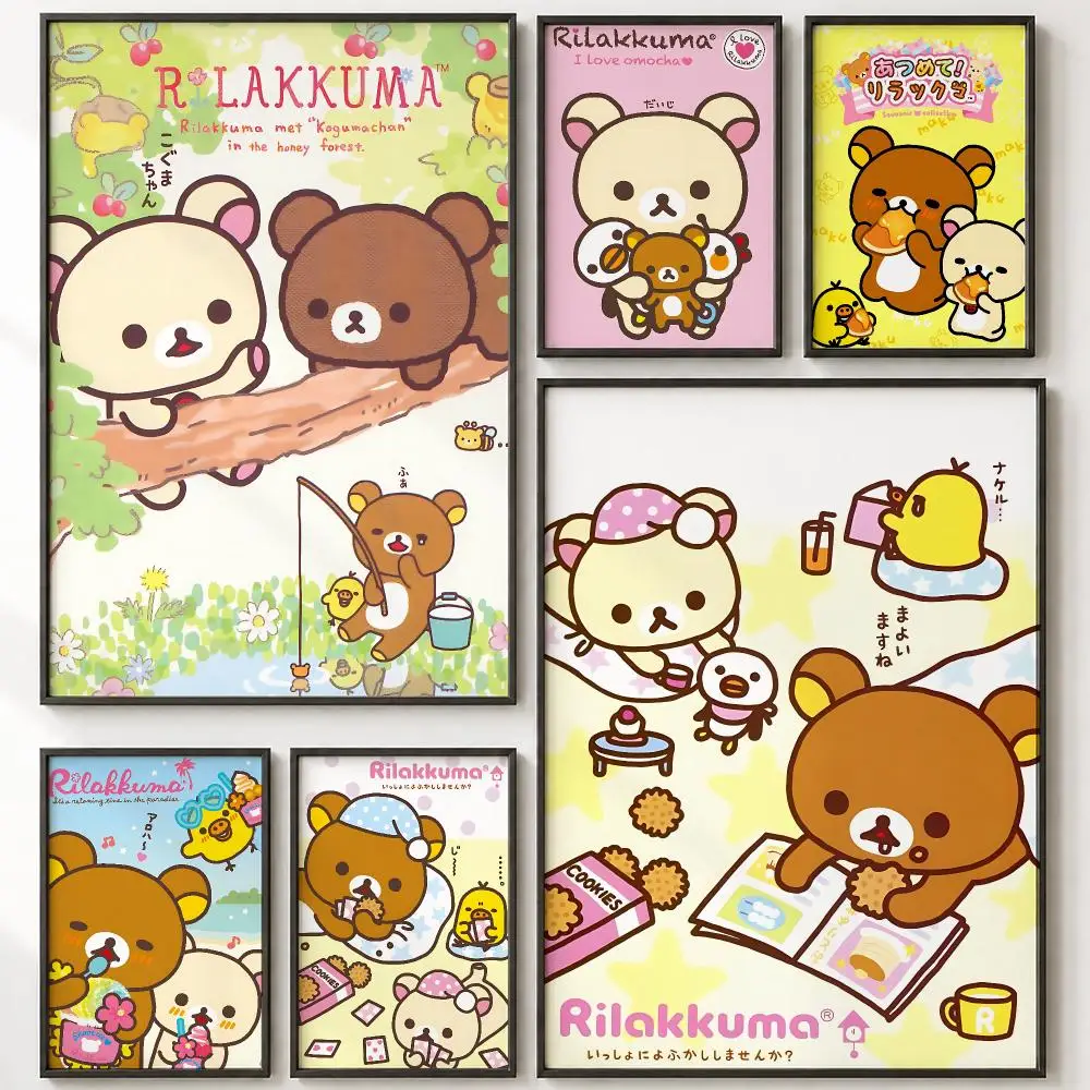 Certified Entertainment R-RilakkumaS Poster Vintage Retro Anime Poster Stickers Peel and Stick Wall Art Home Decor