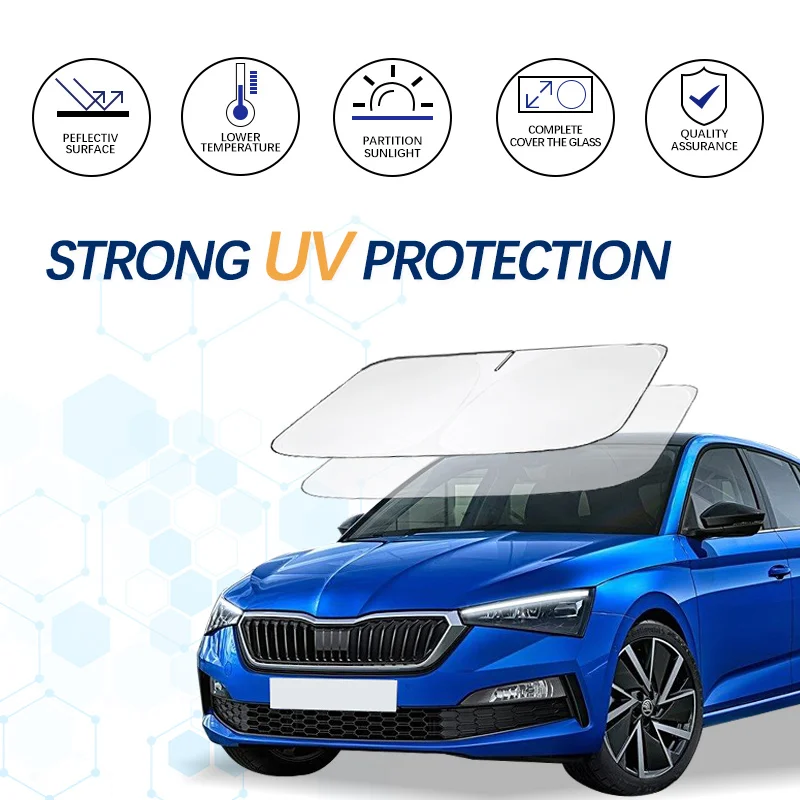 

Car Windshield Sun Shade Window Shade Foldable Sun Visor Protector Blocks UV Rays For Skoda Scala 2018 Car Summer Accessories
