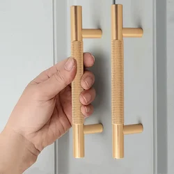 Long Knurled Handle Kitchen Cabinet Door Handles Drawer Pulls Aluminum Alloy T Bar Bedroom Knobs Wardrobe Furniture Hardware
