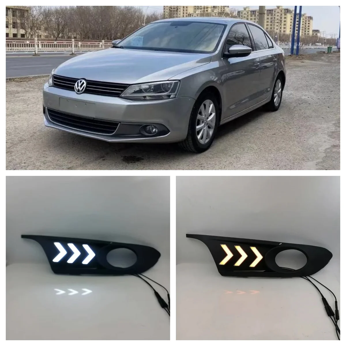 

LED DRL For VW Volkswagen Jetta Sagitar 2012 2013 2014 2015 Daytime Running Lights Waterproof Daylight Lamp With Dynamic Turning