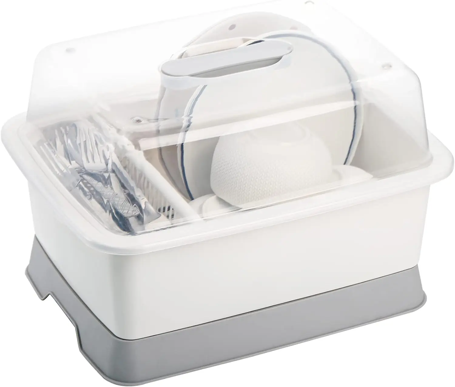 

Пластиковая сушилка для посуды с крышкой, съемная сливная доска, белая полка для сушки посуды на кухонной столешнице, средний размер