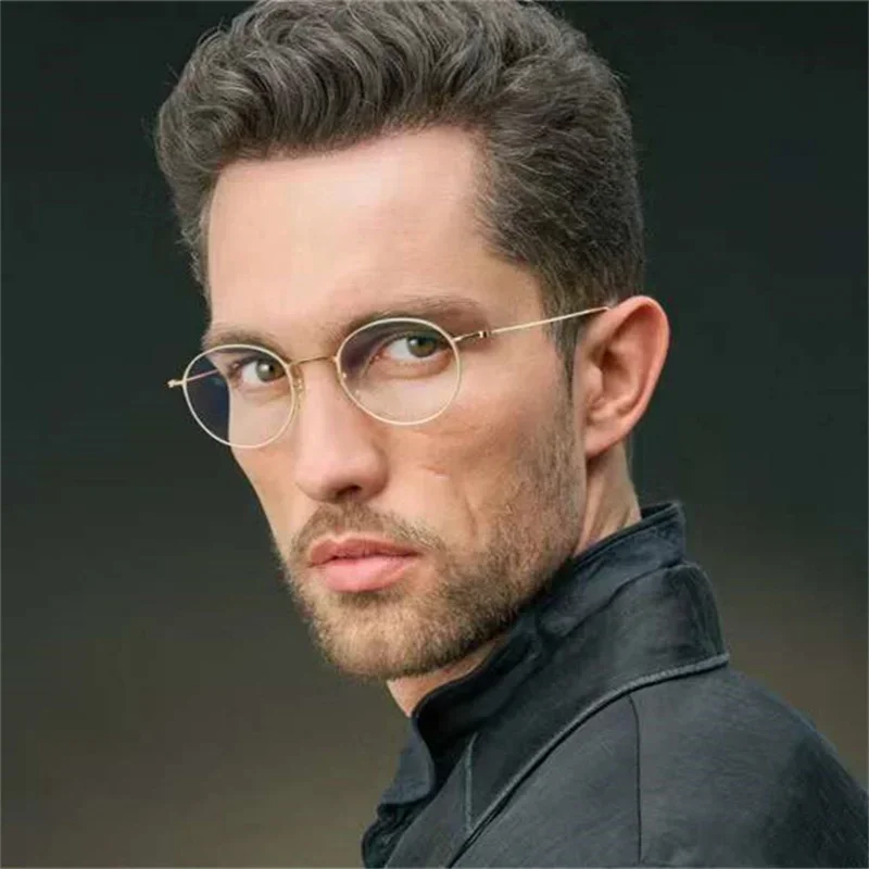 

Denmark Titanium Retro Myopia Round Glasses Frames Ultralight No Screw for Men Prescription Women Fashion Eyewear Eyeglasses