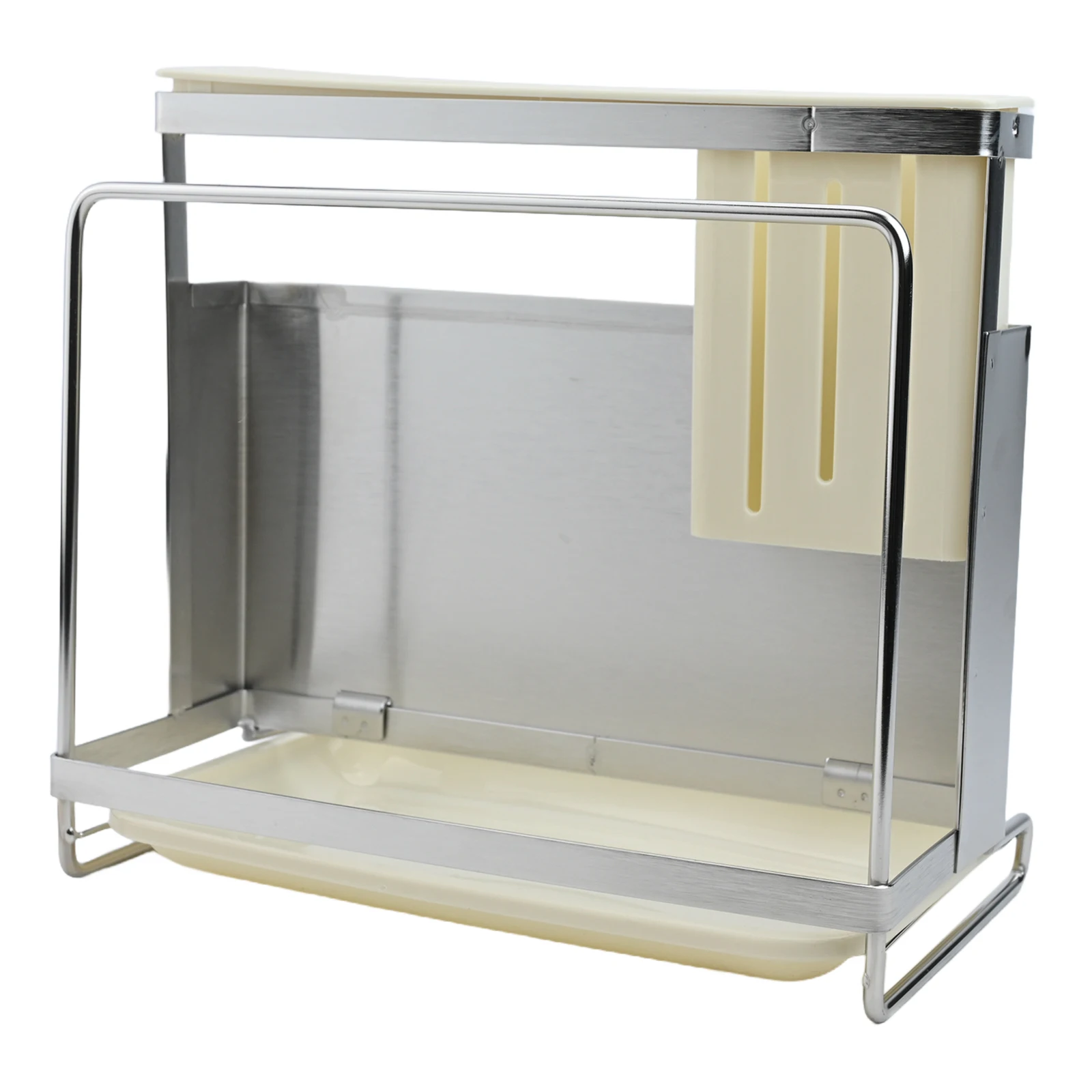 

Drain Tray Shelf Countertop Kitchen Shelf 304 Stainless Steel Built-in Chopstick Holder Cutlery Area PP Drain Tray