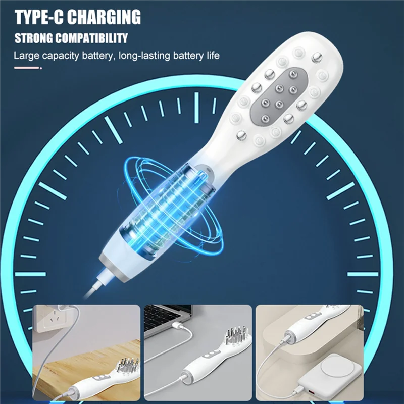 LITE-مشط تدليك الساق الكهربائي، أداة توزيع زيت الشعر، مدلك فروة الرأس لعلاج نمو الشعر، زيت أساسي سائل