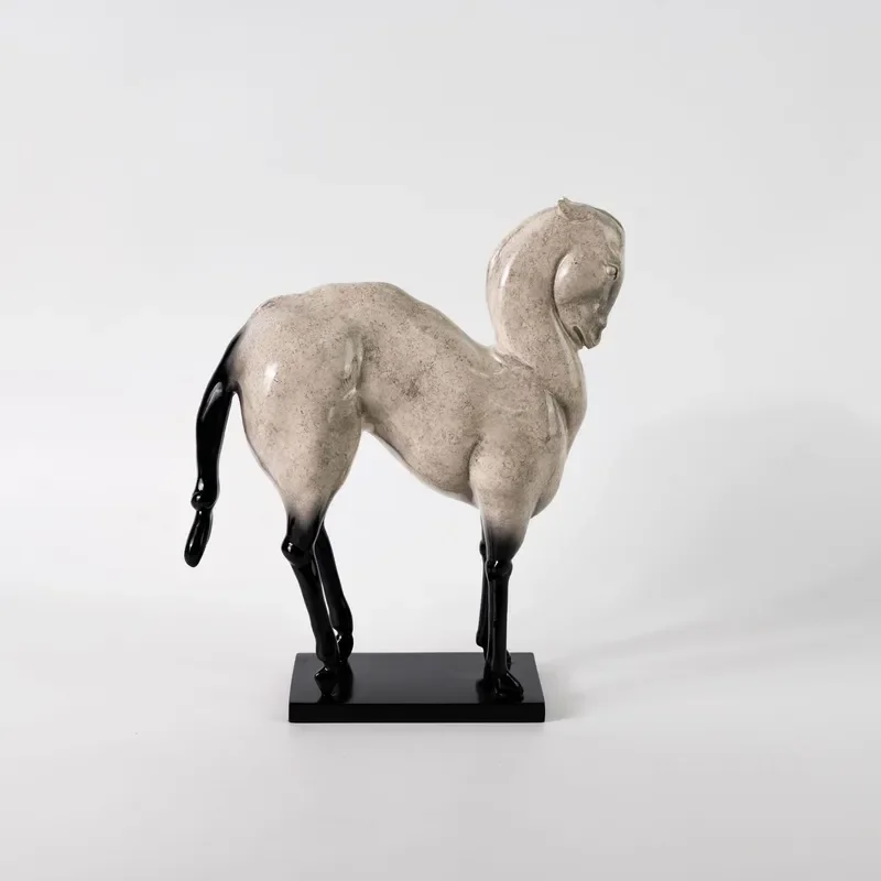 for New Chinese Retro Resin Horse Sculpture Art Ornament for Exhibition Hall Hotel Clubhouse Entrance Study TV Cabinet