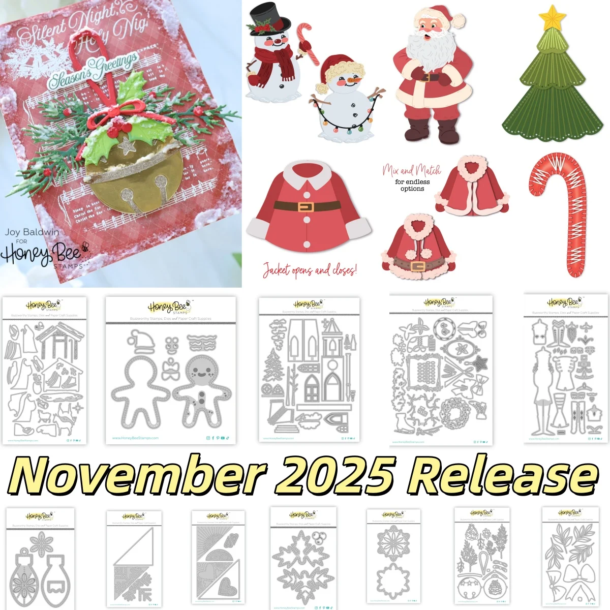 

November 2025 Release Santa Nativity Scene Snowman Tree Metal Cutting Dies Clear Stamps Stencil for DIY Decorating Scrapbook
