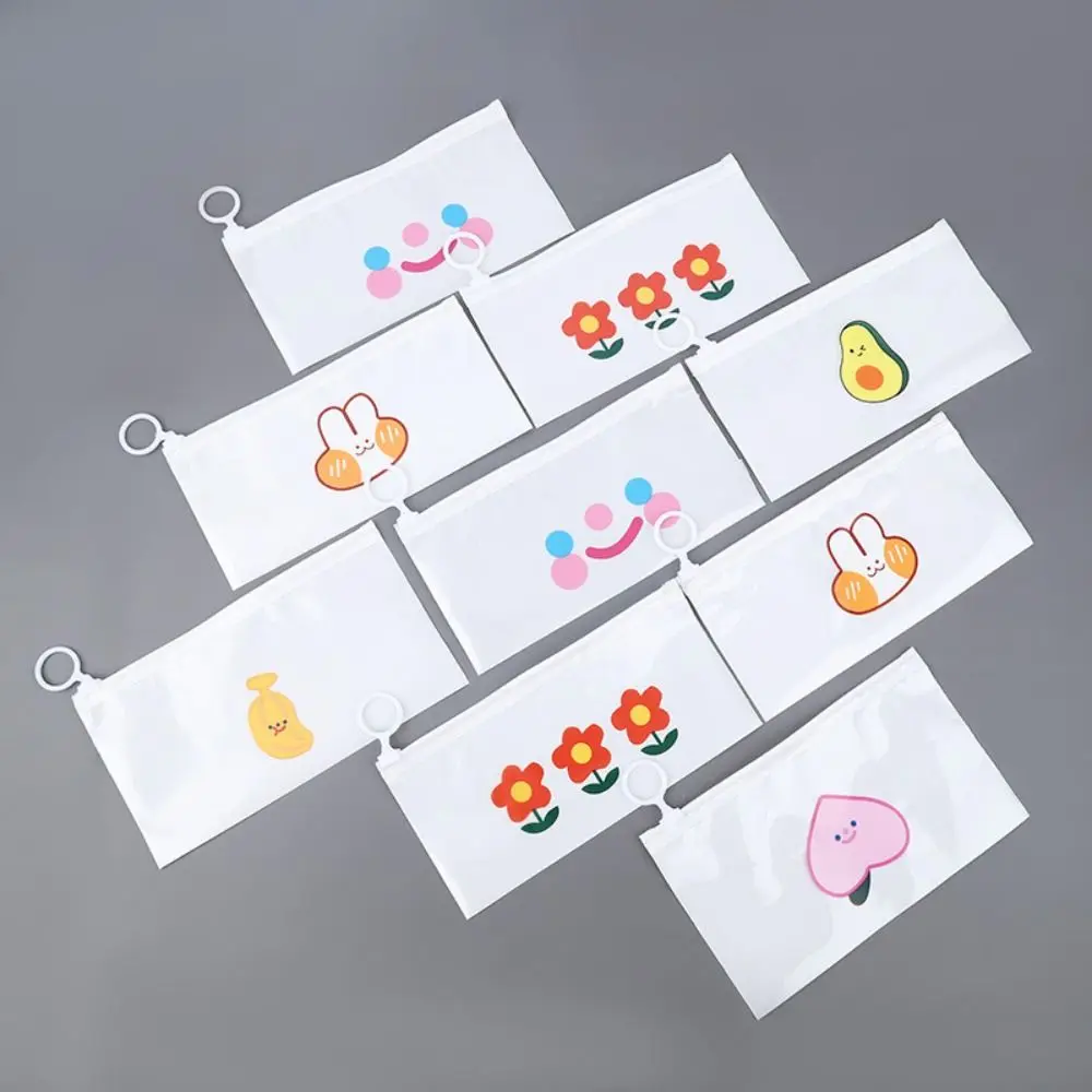 

Semitransparent Zipper Bag INS Waterproof Plastic Storage Bag Large-Capacity Stationery Organizer Girls Boys
