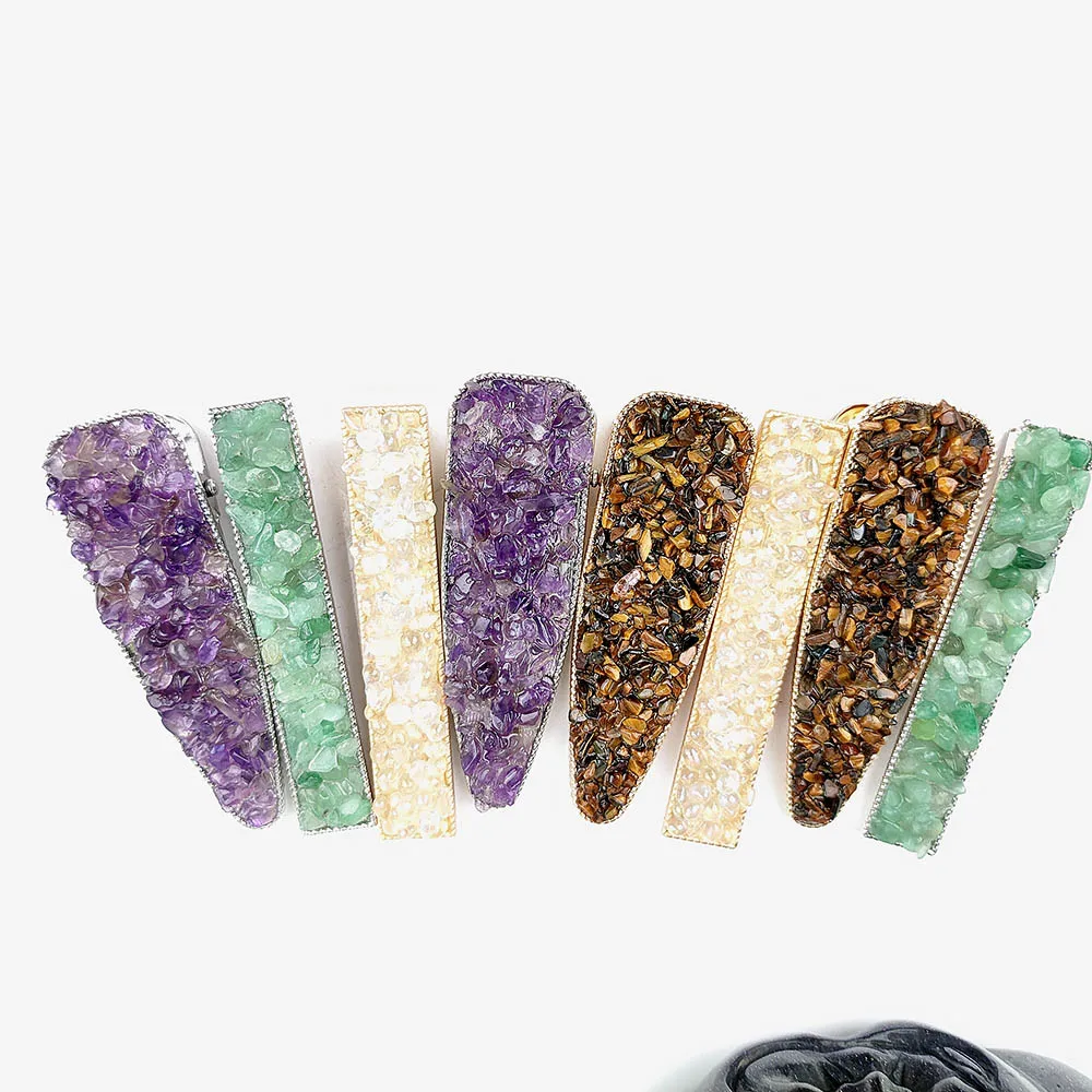 

Fashion Natural Crystal Multi Material Hairpin Amethyst Energy Home Decor Healing Reiki Jewelry DIY Halloween For Girls Gifts