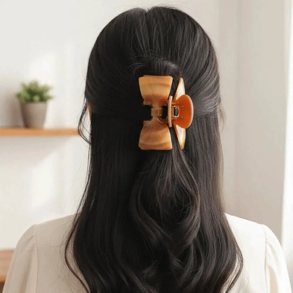 

Waterproof Bownot Shark Clip Korean Style Headwear Acetic Acid Hair Claw 8.5 CM Versatile Contrasting Colors Bow Hairgrips Girls