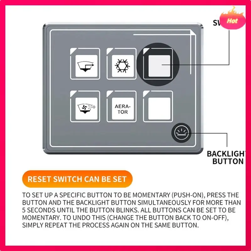 

ABYP 6-Bit Bluetooth Switch Panel, Push Button Switch Auxiliary Panel, Touch Type Backlit Membrane Control Switch Box Durable