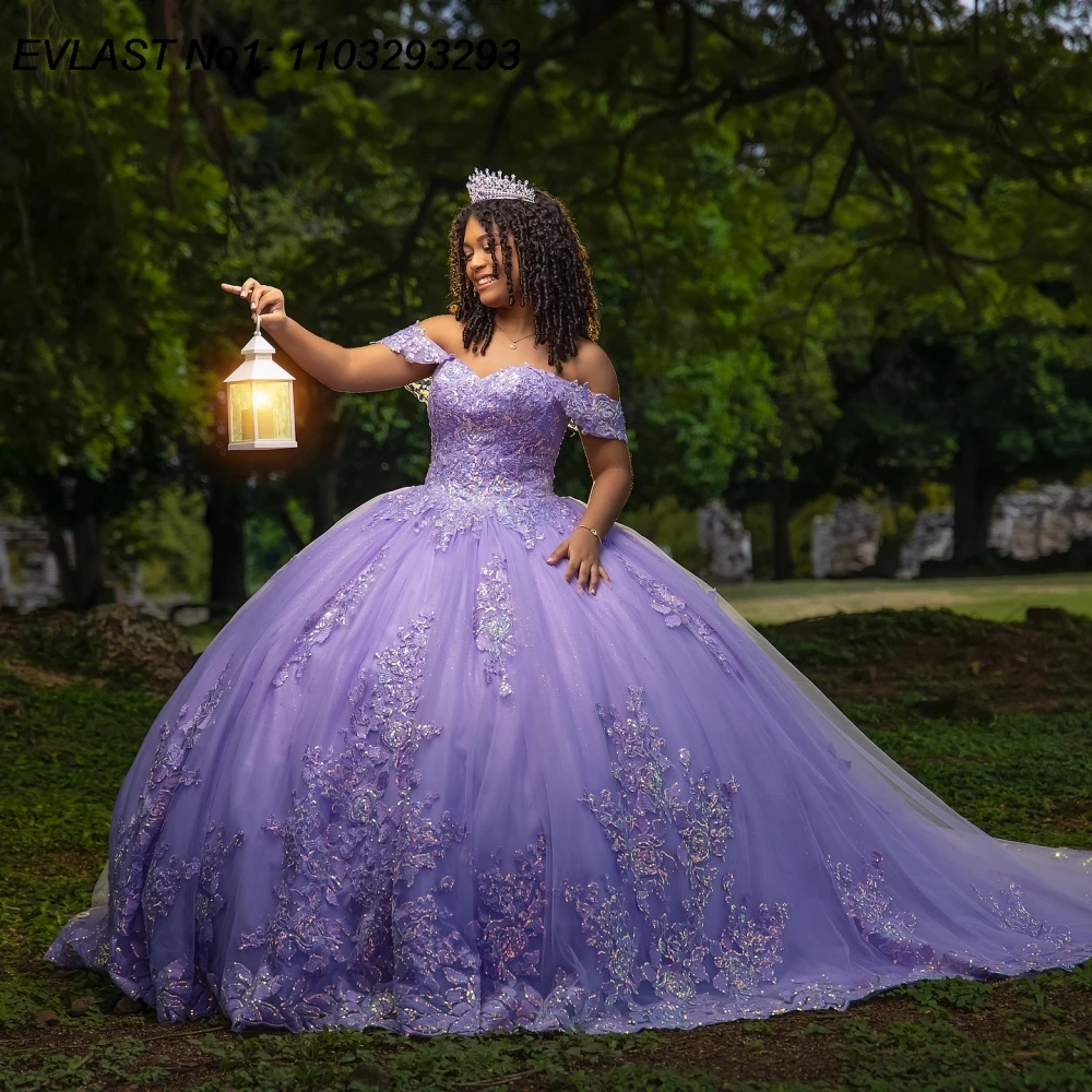 فستان كوينسيانيرا مكسيكي مخصص من EVLAST فستان حفلة مزين بالترتر والدانتيل مطرز بالخرز الحلو 16 فيستدوس دي 15 أنوس E1QN527 #2
