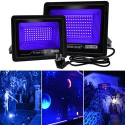 Reflector LED UV de 50W y 100W, luz ambiental de 220V, 395nm, 400nm, IP66, lámpara fluorescente ultravioleta impermeable para escenario, fiesta de Halloween