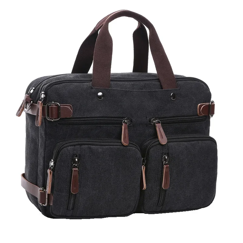 Casual Canvas Bag Business Briefcase Portable Travel Messenger Back Shoulder Bag Large Can Hold 17-inch Laptop Bags