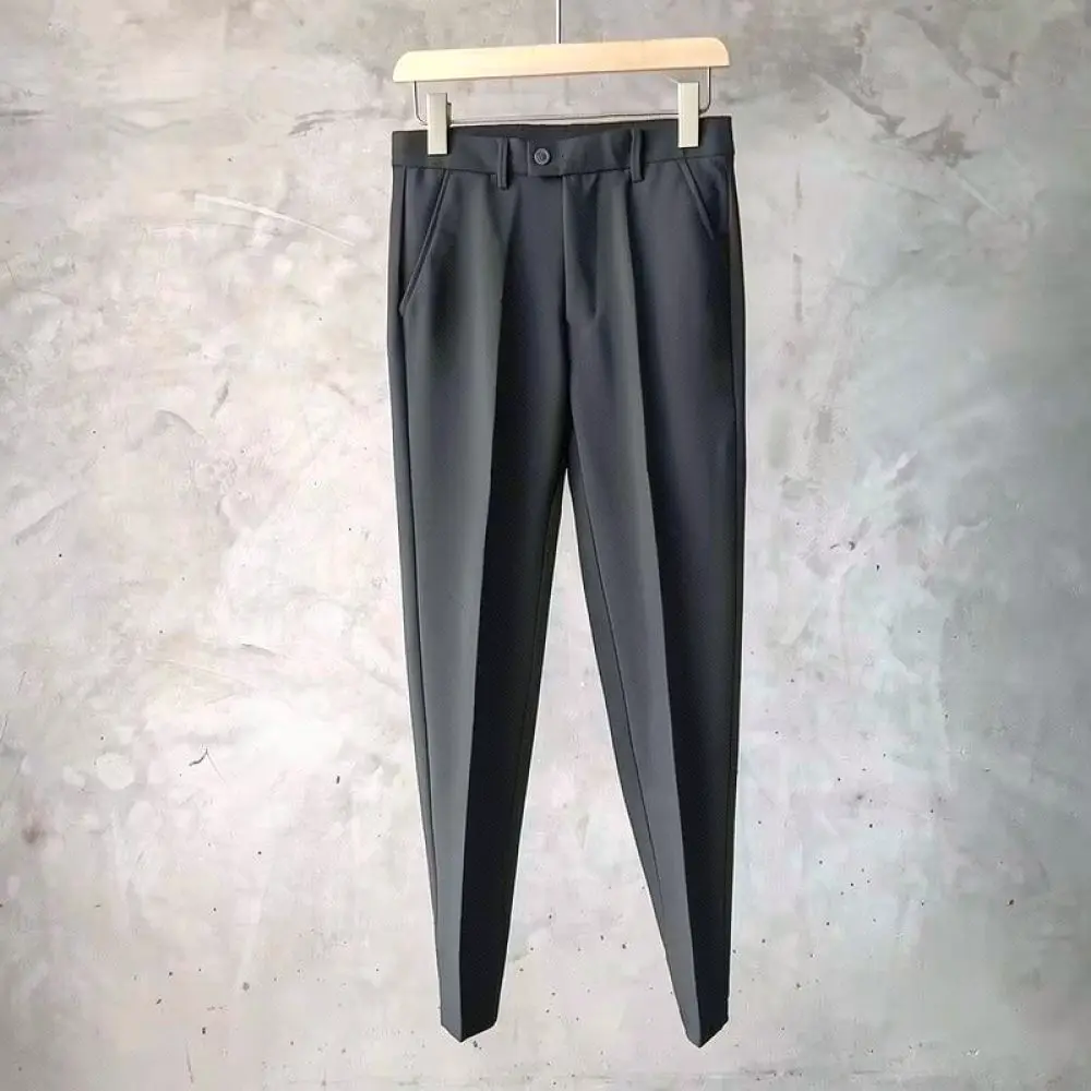 Men Formal Dress Pants Slim Fit Straight Cut Casual Chinos Comfortable Business Trousers Fashionable Korean Style Workwear