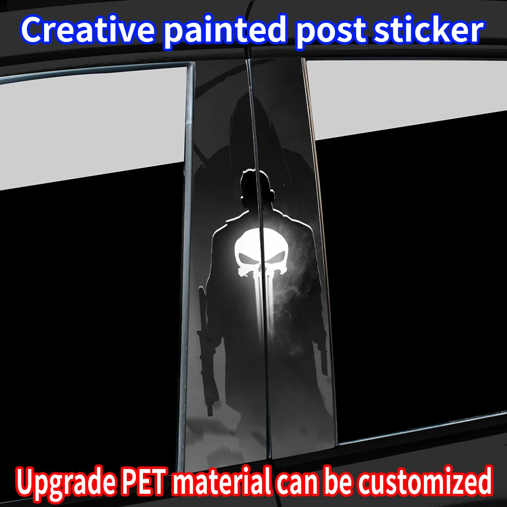 Terrible Punisher Skull Car Stickers Auto B Pillar Waterproof Decoration Cover Scratches Sunscreen Car Doors Pillar Vinyl Decals - Image 3