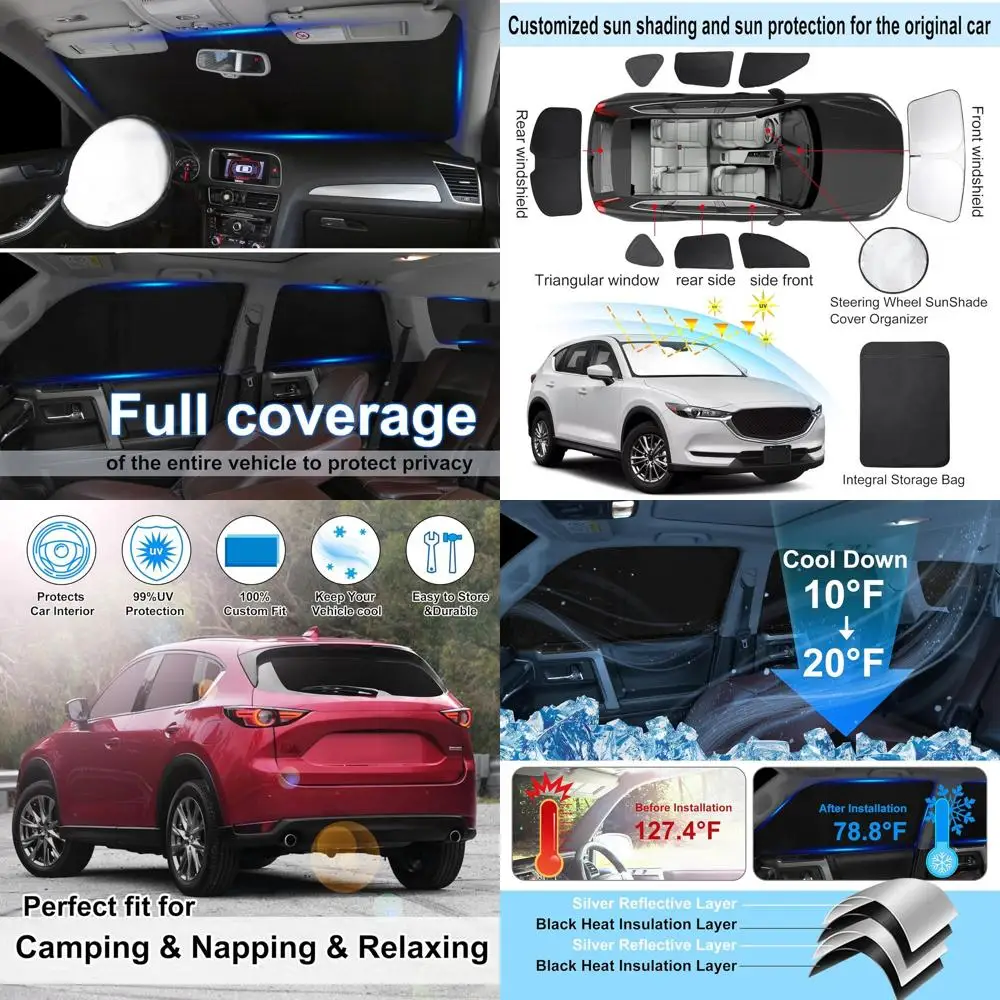 

CX-5 2017-2025 Car Side & Rear Window Shades, 8-Piece Set for UV Protection and Privacy