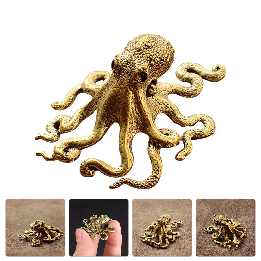 

Octopus Statue Decor Premium Copper Compact Desktop Ornament For Home Office Shop Mall Creative Plaything