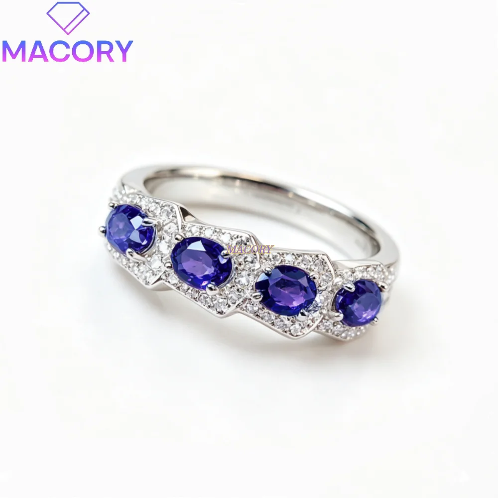 925 Sterling Silver Women's Vintage Elegant Sapphire Ring Delicate and Versatile Stackable Perfect for Parties and Anniversaries