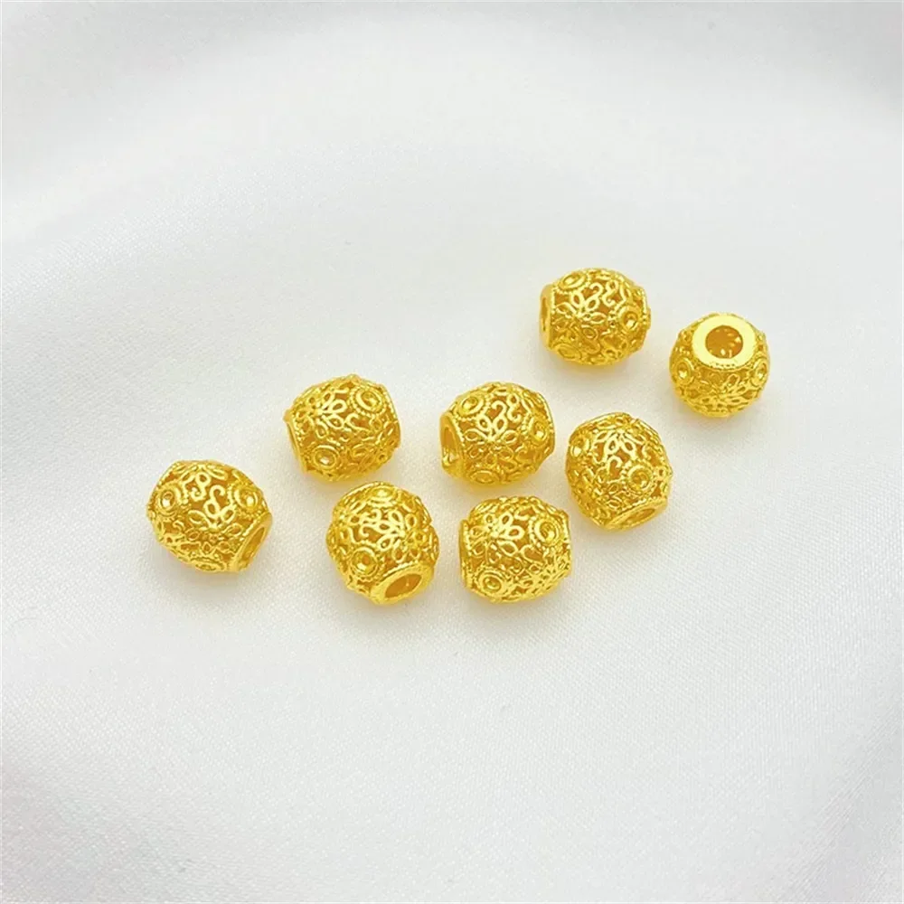 الرمال الذهب نمط جوفاء من خلال ثقب الخرز فضفاض الخرز اليدوية سوار ذاتي الصنع قلادة مجوهرات المواد الملحقات #4