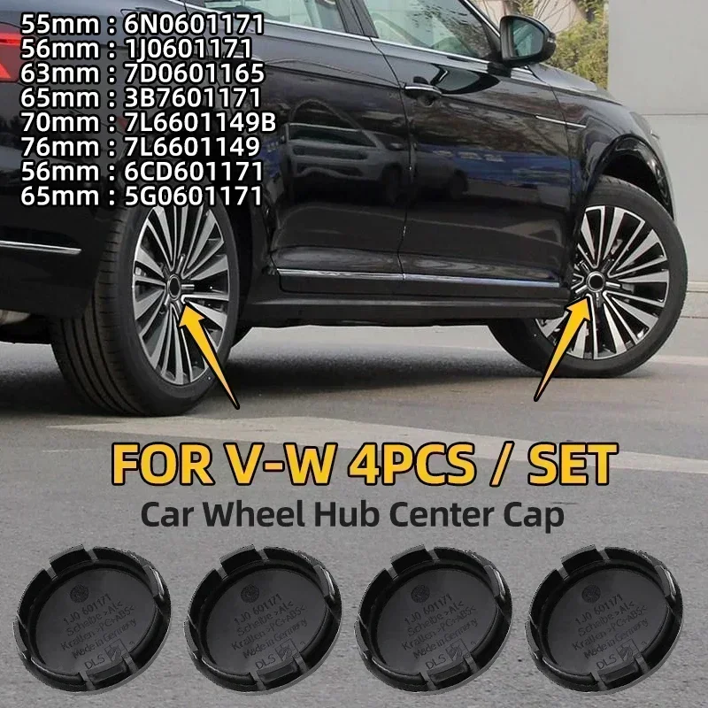 4 sztuki 56mm 63mm 65mm 70mm środek koła samochodowego kołpaki obudowa do VW Volkswagen Golf Polo Passat Touran CC B5 B6 B7 Jetta akcesoria