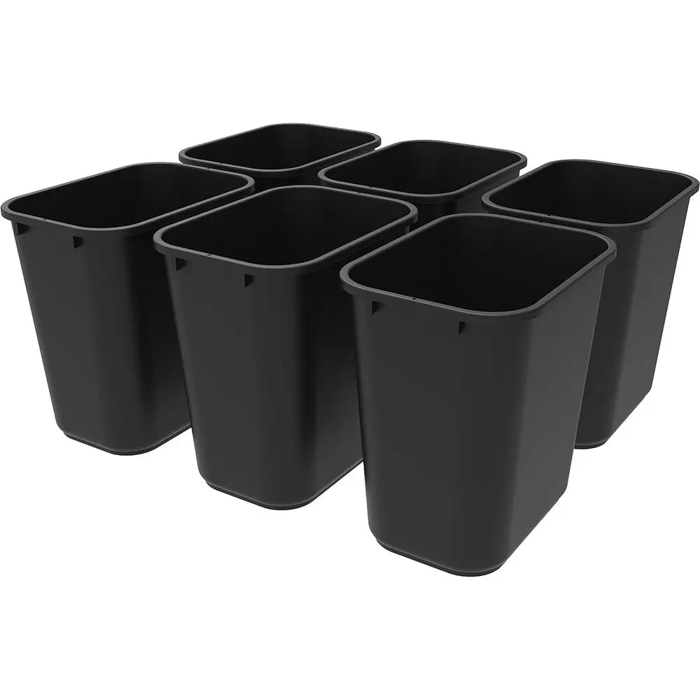 

6-Pack Gray 7 Gallon Trash Cans with Black Liners