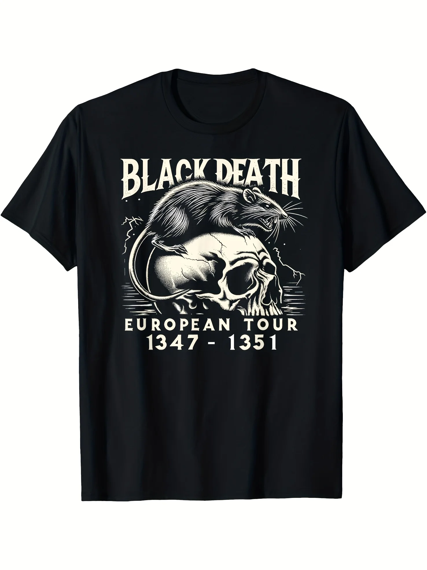 Camiseta de la gira europea Black Death para hombre |   100% Algodón |   Cuello Redondo Informal |   Manga Corta |   Gráfico atrevido del Doctor de la Peste |   Mach