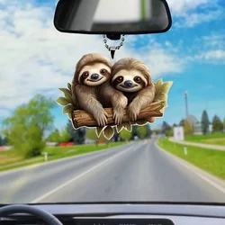 2D Cute Duo Sloth Keychain Acrylic Pendant Charm Versatile Decor for Car Mirror Backpack Home Festive Party Gift For Her Friends