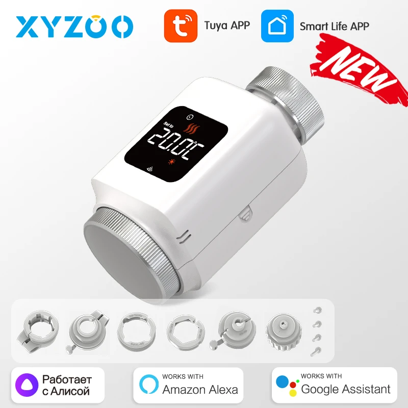 Smart WiFi Thermostatic Radiator Valve Tuya TRV Programmable Remote Temperature Controller Thermostat Voice Alexa Google Home