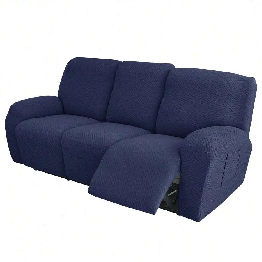Split Jacquard Recliner Cover Solid Color Elastic Single Sofa Covers Stretch Spandex Armchair Case Slipcovers For Living Room