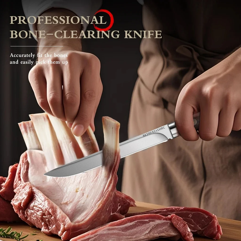 Professional kitchen knife, high-end kitchen fruit knife M390, high-carbon steel fixed blade, high hardness bone-cutting knife
