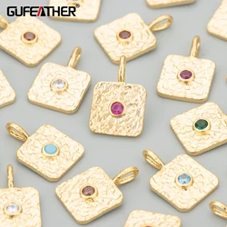 GUFEATHER ME63,jewelry accessories,18k gold rhodium plated,copper,nickel free,zircon,charms,jewelry making,diy pendants,6pcs/lot