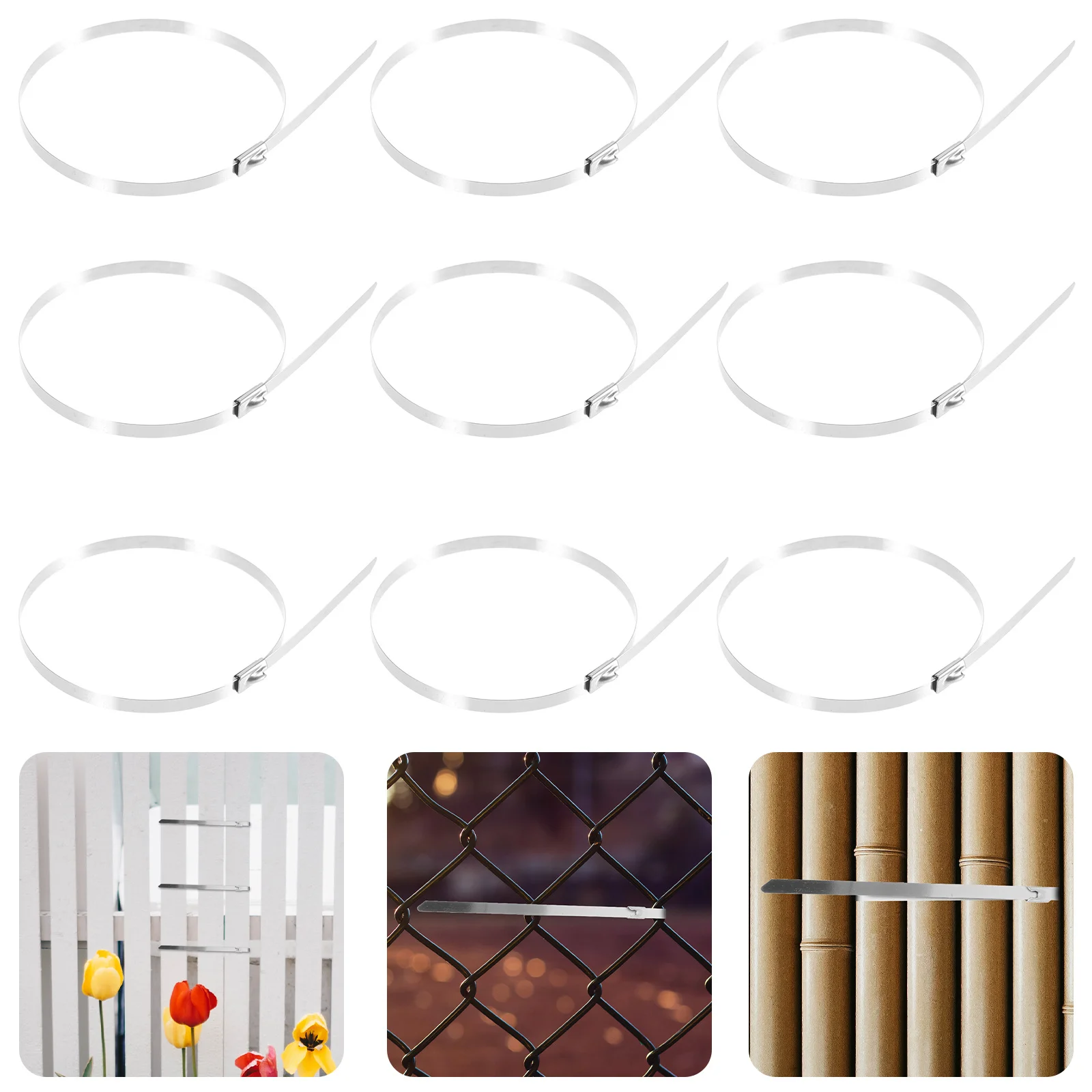 

100Pcs Metal Zip Ties Stainless Steel Chain Link Fence Extender for Dogs Chicken Wire Fence Post Heavy Duty Outdoor Use