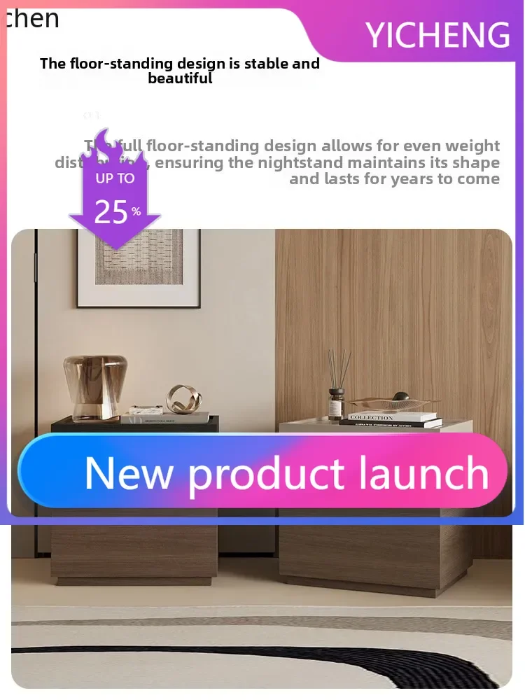 A3-5 Solid Wood Bedside Table Minimalist Storage Cabinet with Lock Multifunctional Organizer Safe Box