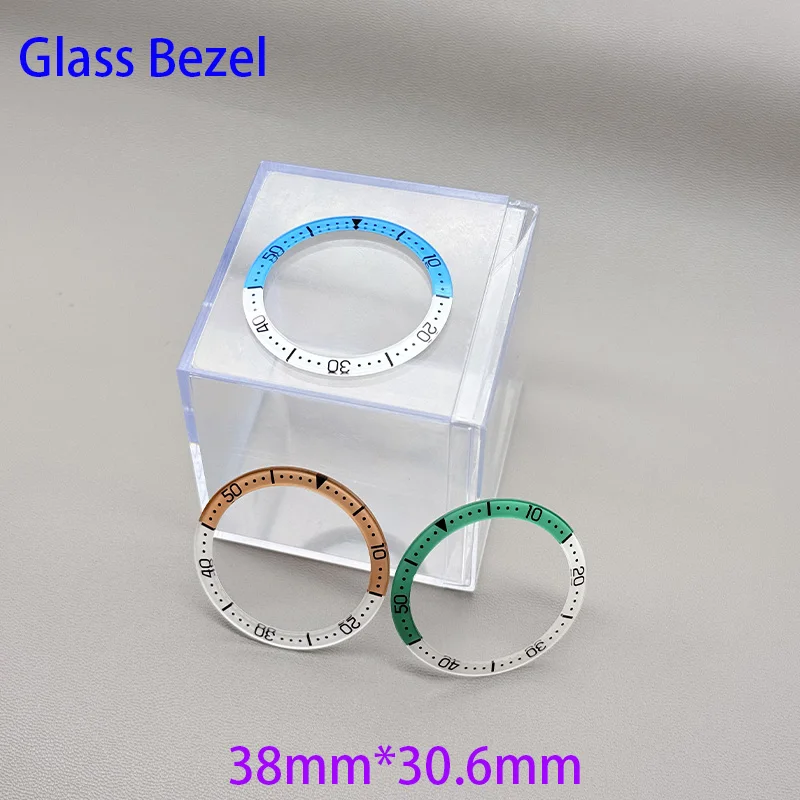 38mmx30.6mm Glass Curved Bezel Insert Fits SKX007 SKX009 SRPD Watch Case NH36 NH35 Movement Watch Ring Modified Parts
