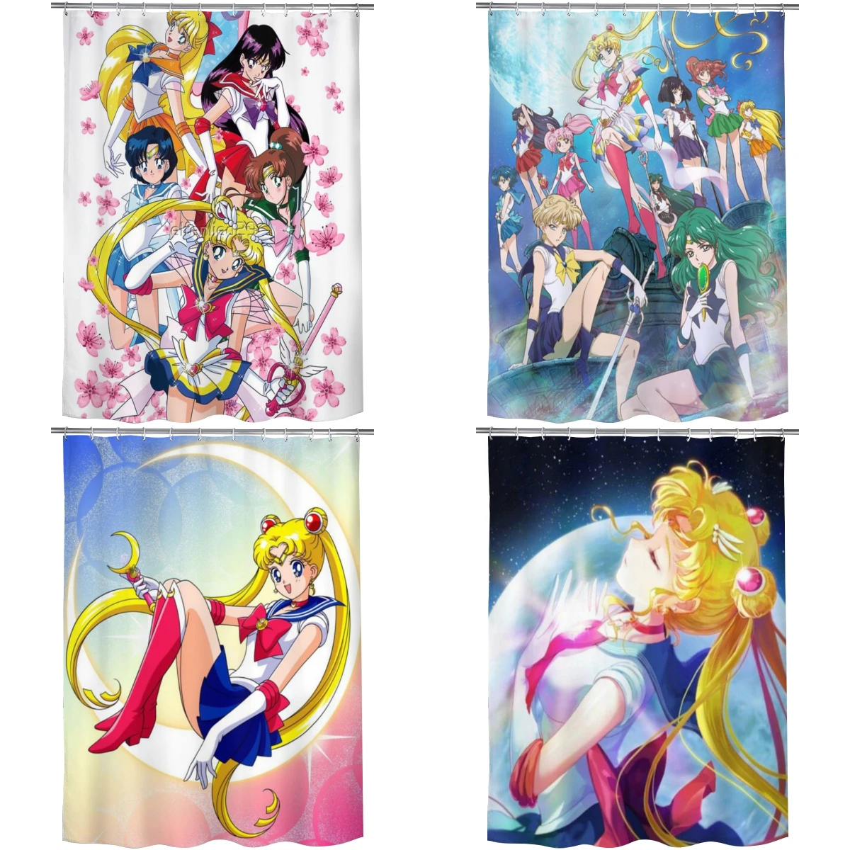 Girls-Sailor-Moon Shower Curtain for Bathroom Aesthetic Room Decoration