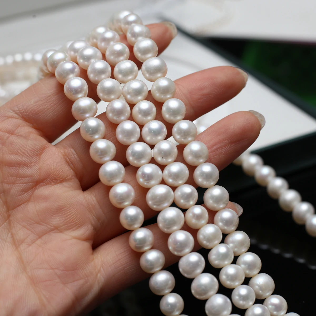 AAAA 8-9mm High Quality Natural Freshwater Pearl Near Round Seedless Beads for Jewelry Making DIY Necklace Bracelet Accessories