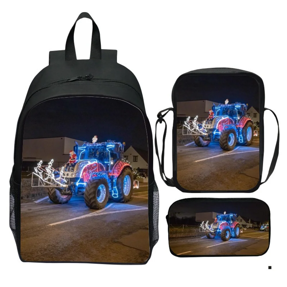 Tractor 3D Printed Pattern Backpack,Sports Football School Backpack with Lunch Bags,Pencil Bags,School Bags for Boys Girls Gift
