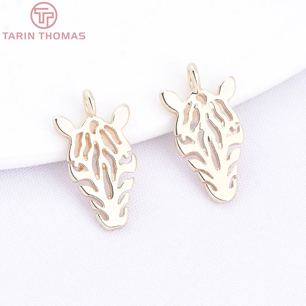 (10524) 10PCS 7.5x14MM 24K Gold Color Brass Hollow Horse Head Shaped Pendants High Quality DIY Jewelry Making Accessories