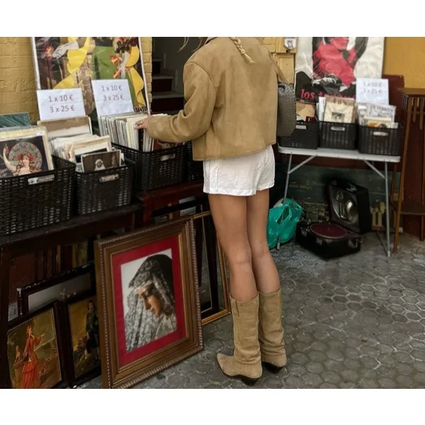 Casual Women's Jackets 2025 Autumn new Lapel Long Sleeves Pockets Single Breasted Coats Chic Retro Loose Jacket for Female