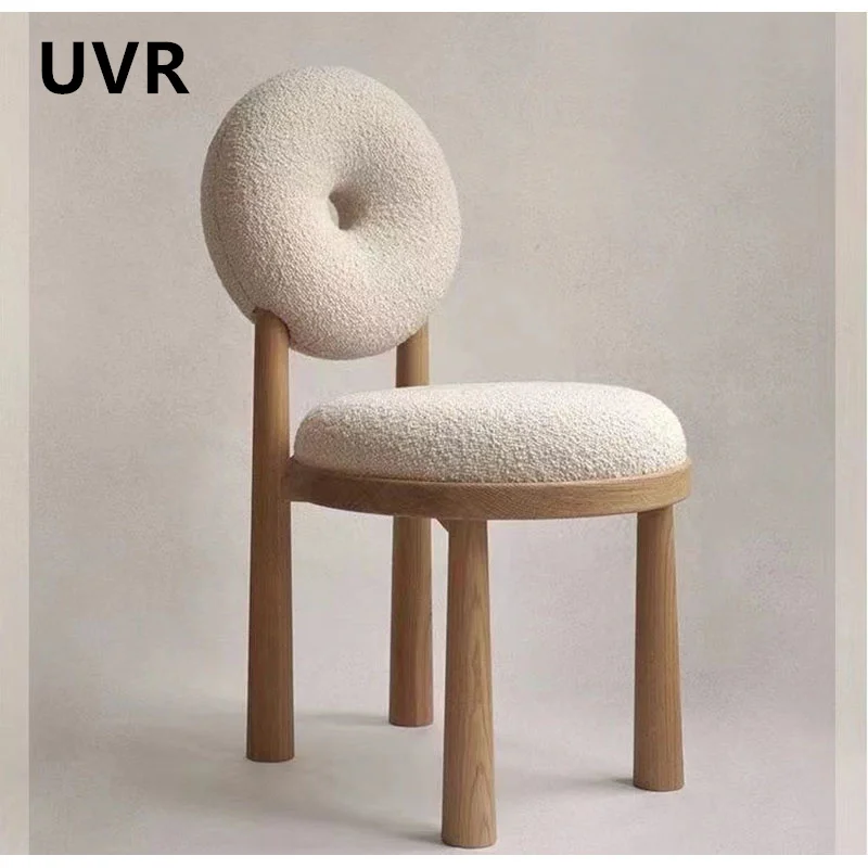 UVR High Quality Restaurant Chairs Home Donut Modern Non-slip Ladies Dressing Stool Comfortable Lamb Wool Backrest Dining Chair